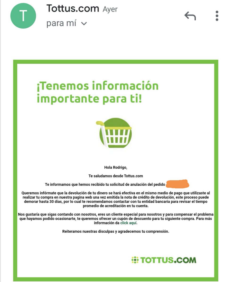 rmrmetal's tweet photo. Es frustrante que hagas un pedido importante el 12 de mayo y te respodan asi un 23 de junio @tottusperu @IndecopiOficial https://t.co/hjNe9tBx40
