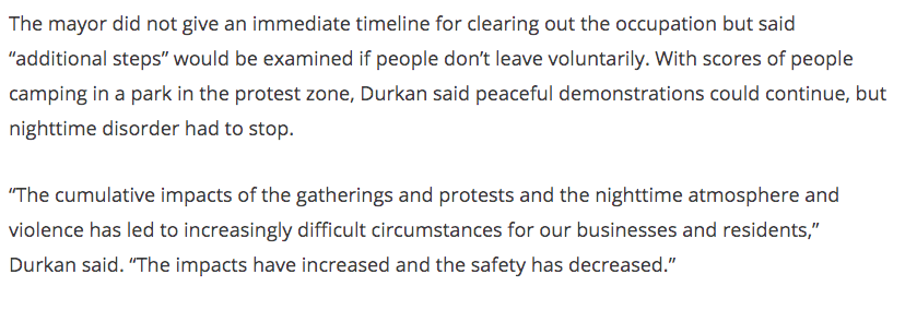 For the sake of comparison^, here's what Durkan said of late [see screenshot]. Notice how she also still has not said *a thing* on the fear running amuck b/w folks still on the ground at CHOP thanks to right-wingers w/o license plates & alleged kidnappings. (29.5/)