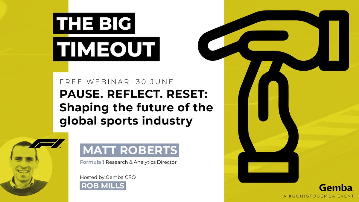thegembagroup's tweet photo. Matt Roberts, @F1’s Research and Analytics Director, joins the discussion on fans, commercialisation and innovation at THE BIG TIMEOUT.
Register for next Tuesday’s live and free virtual forum here https://t.co/JetQEkx4V5
#goingtogemba #bigtimeout #sportsbiz #F1 https://t.co/gyrdjDekrb