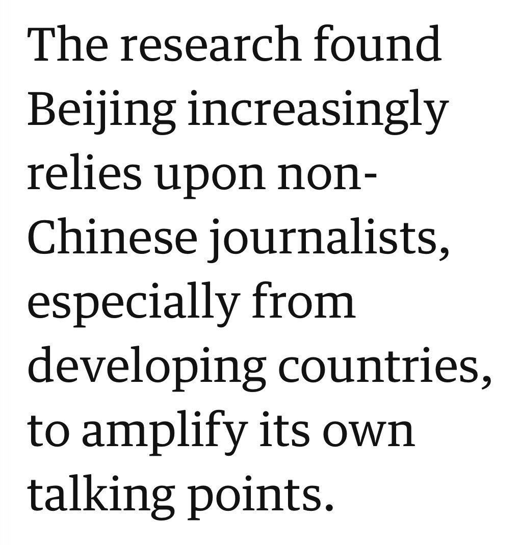 astroehlein's tweet image. China’s massive international propaganda effort includes study tours, control of media infrastructure &amp;amp; provision of pro-Beijing content. 

“a strategic, long-term effort to reshape the global news landscape” 

New 58-country survey of journalist unions:  
theguardian.com/world/2020/jun…