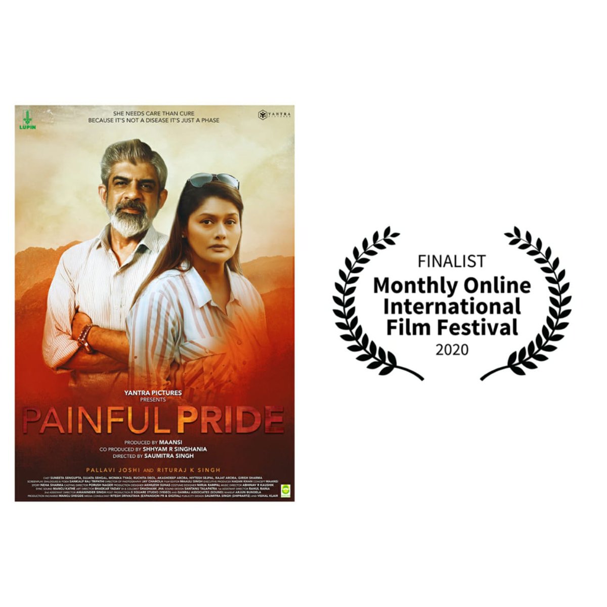 painful_pride's tweet photo. Finalist : Monthly Online International Film Festival 2020

@PicturesYantra presents Painful PRIDE

@qa_ish @saumshiprasingh #PallaviJoshi @yourriturajrks @Khan_hasan2 #SankalpRajTripathi #NehaSharma #JayCharola @LupinGlobal @LupinIndia #NanaNaniFoundation #Menopause https://t.co/B0ySI9LRUl
