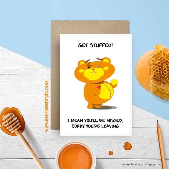 "Get Stuffed! I Mean You'll Be Missed" 👋
We love a little bit of Bear Faced Cheek! etsy.me/3gcPmT3 #etsy #sorryyoureleaving