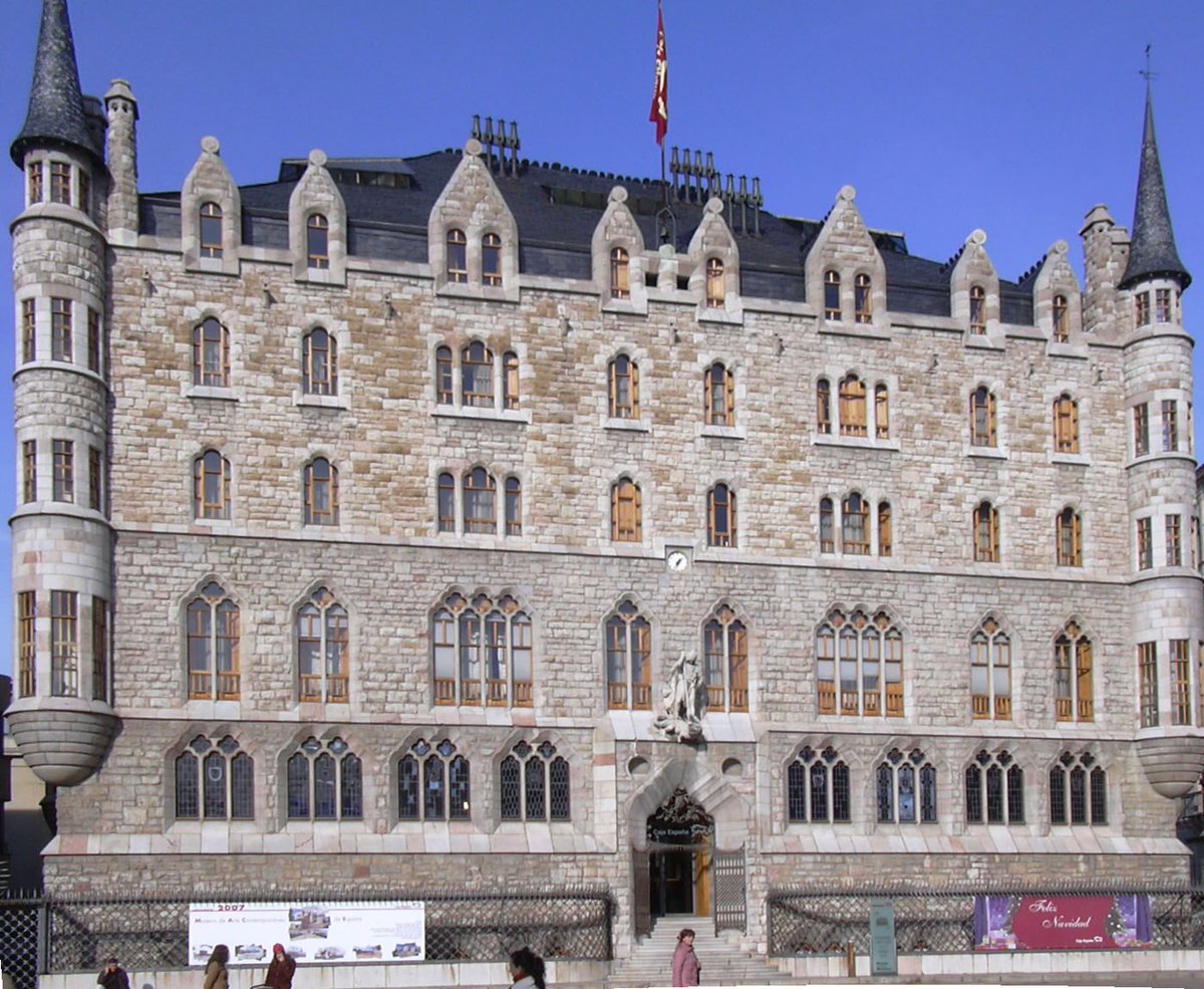 The Casa Botines (built 1891-1892) is a Modernist building in León, Spain designed by Antoni Gaudí. It was adapted to serve as the headquarters of Caja España, a local savings bank.
