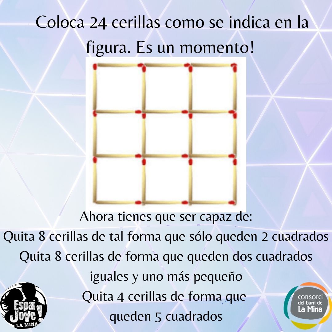 EspaiJoveLaMina's tweet photo. Bon dia!💯
Esperem que hagueu gaudit d'una bona revetlla🔥
Us deixem amb aquests problemes lògics per a que us acabeu de despertar! 🧠

#espaijovelamina #infantsmina #jovesmina #fembarri #forçasantadria #Forçalamina https://t.co/aAzDinzzwI