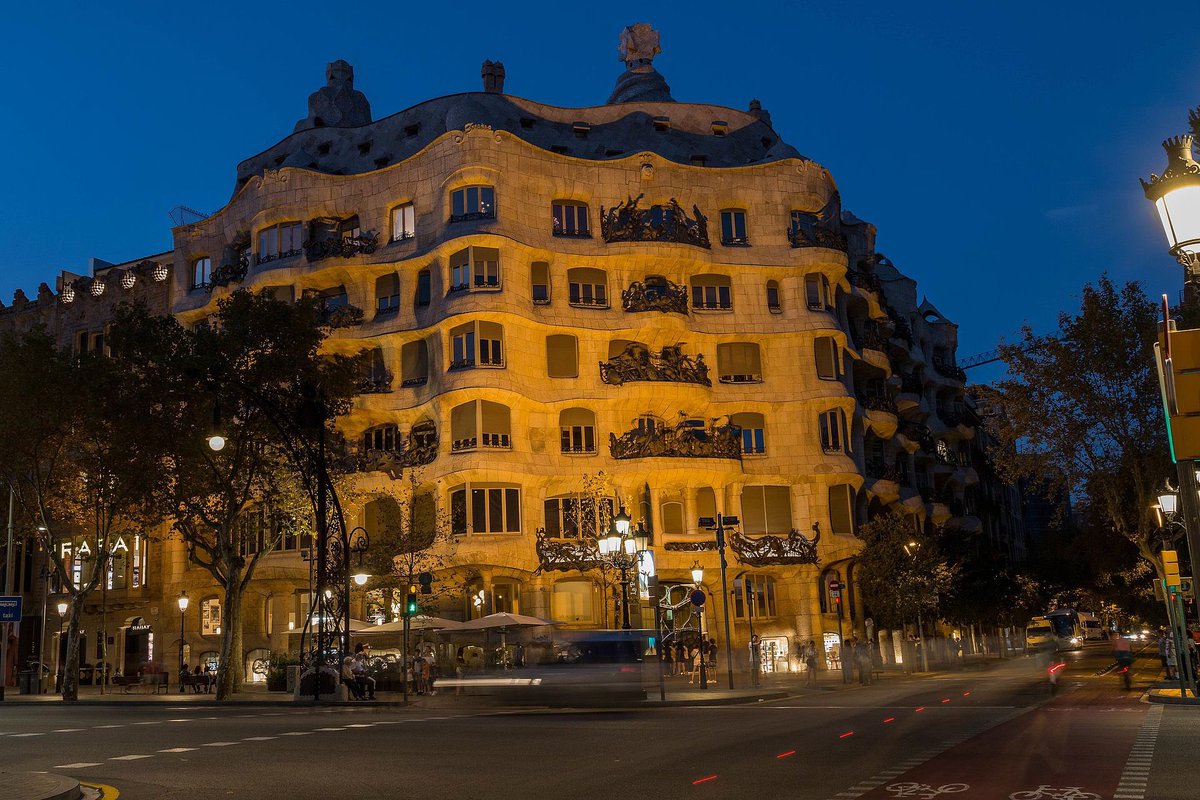 Casa Milà popularly known as La Pedrera or "The stone quarry", a reference to its unconventional rough-hewn appearance, is a modernist building in Barcelona. It was the last private residence designed by architect Antoni Gaudí and was built between 1906 and 1912.