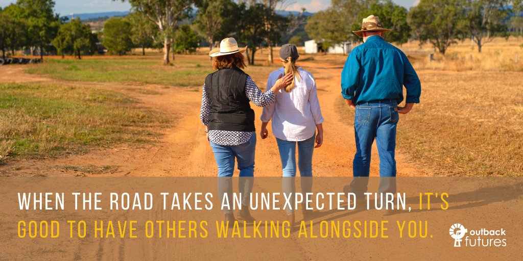 We'll stay with you, and provide support and care, when the bends in the road veer in unexpected directions. #staywithme #outbackfutures #ruralmentalhealth #mentalhealthandwellbeing #QLD