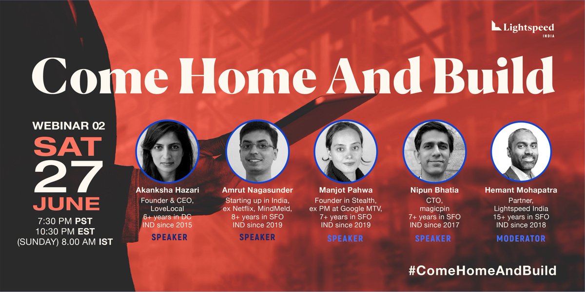 MohapatraHemant's tweet photo. #ComeHomeAndBuild Join us for a webinar this Sat (US) on moving from #US2India w/ speakers who’ve been there, done that &amp; continue to build for the world from India. We'll talk family, quality of life, women's safety, work culture, &amp; starting up. Register https://t.co/wY440qGh38 https://t.co/cjHx4l00eP