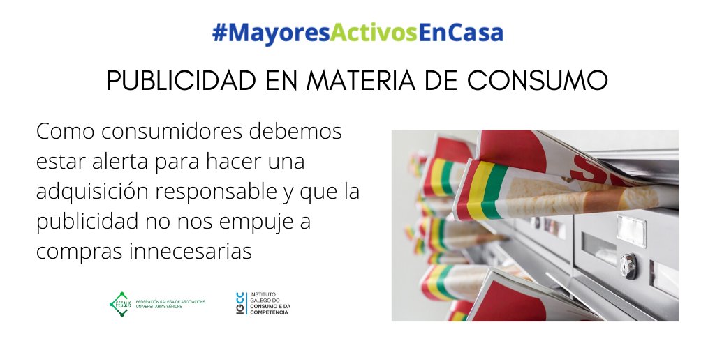 canalsenior's tweet photo. 🛒 Que la #publicidad no te lleva a hacer compras impulsivas. Adquiere competencias con este #seminario gratuito ⤵️
📅 Jueves 25 de junio de 10:30 a 11:30
👉 Regístrate y accede desde: https://t.co/SvCOt7dFEL
🏡 #MayoresActivosenCasa
#ConsumoSénior @escolaconsumo #FEGAUS https://t.co/H6PJJ2CWVS
