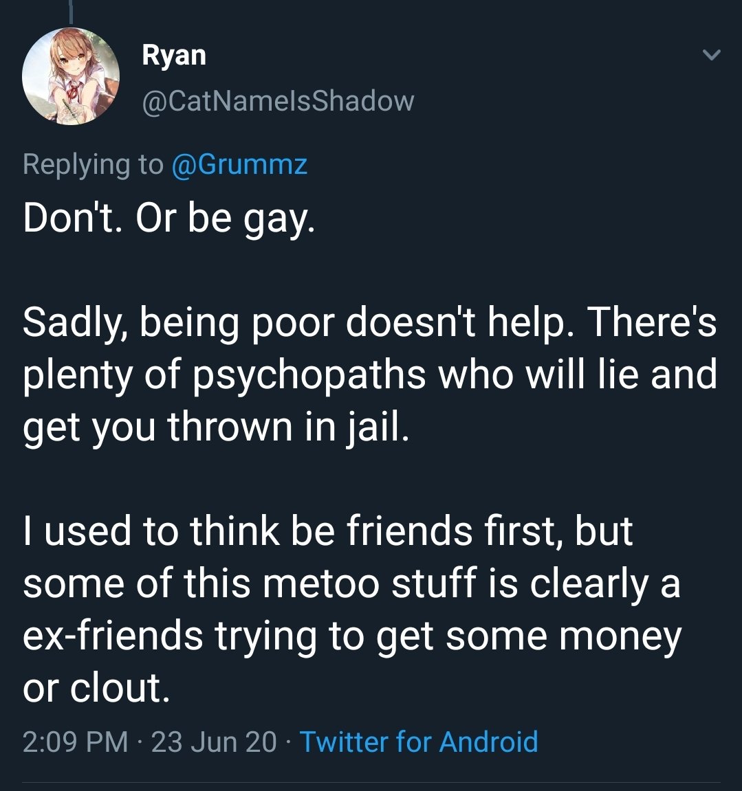 Another example.Who'd want to date someone so removed from reality???Mentally ill people are taken less seriously and more likely to be victims. Our POTUS is a self-confessed predator.Ryan sounds like "nice guys" who pretends to want friendship & gets mad it stays platonic.