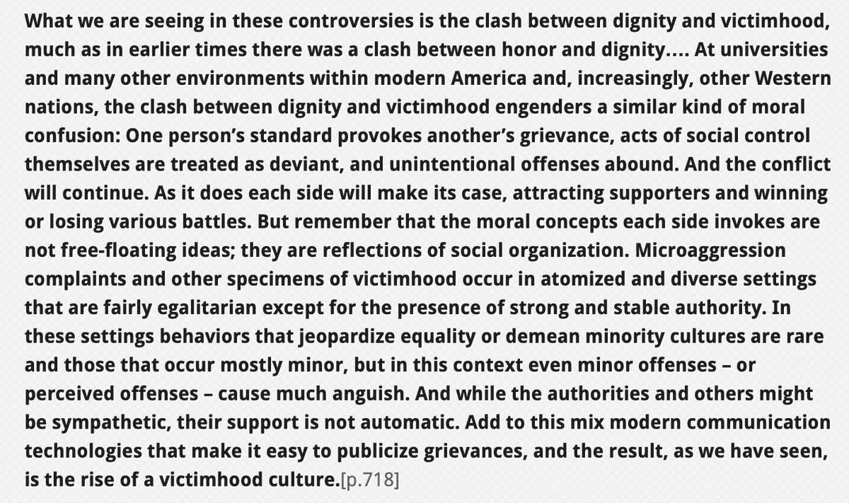 Back to Jonathan Haidt’s commentary on Microaggression and Moral Cultures https://www.academia.edu/10541921/Microaggression_and_Moral_CulturesThis is among the 2% of sociology that isn’t rubbish. It is in fact one of the most important things you can read to understand WHAT IS GOING ON in our age.Haidt comments: