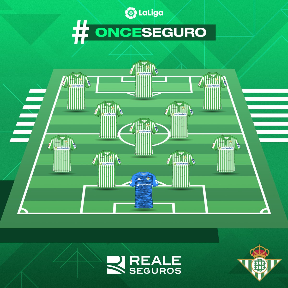RealBetis's tweet image. ¡Una camiseta está en juego¡ 👕🆒 ¡Acierta el #OnceSeguro usando el hashtag y entra en el sorteo! 🔮👍
