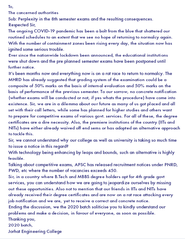 Trideep98395155's tweet photo. To the concerned authorities, immediate action is to be taken understanding the profundity of the situation.
@himantabiswa 
@sarbanandsonwal 
@AICTE_INDIA 
@ugc_india 
@HRDMinistry 
#Jorhat_Engineering_College
#DU
#DTE_Assam https://t.co/er51RemmSE