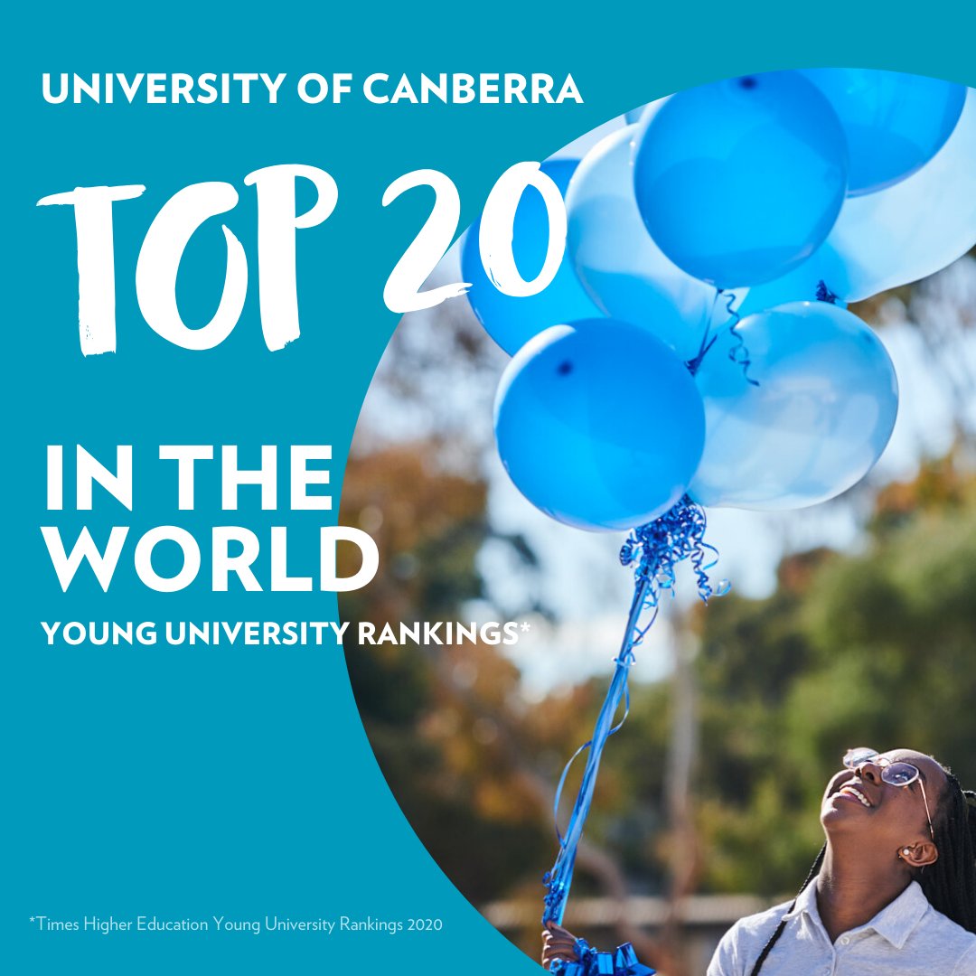UniCanberra's tweet photo. We have just received the best 30th birthday present ever! We are ranked in the top 20 of young universities in the world. 30 years young and in the top 20? Now that is a reason to celebrate.... 😁 

 Get the full scoop at https://t.co/fVawVLDTOd

#WeAreUC https://t.co/7MLJzx11jH