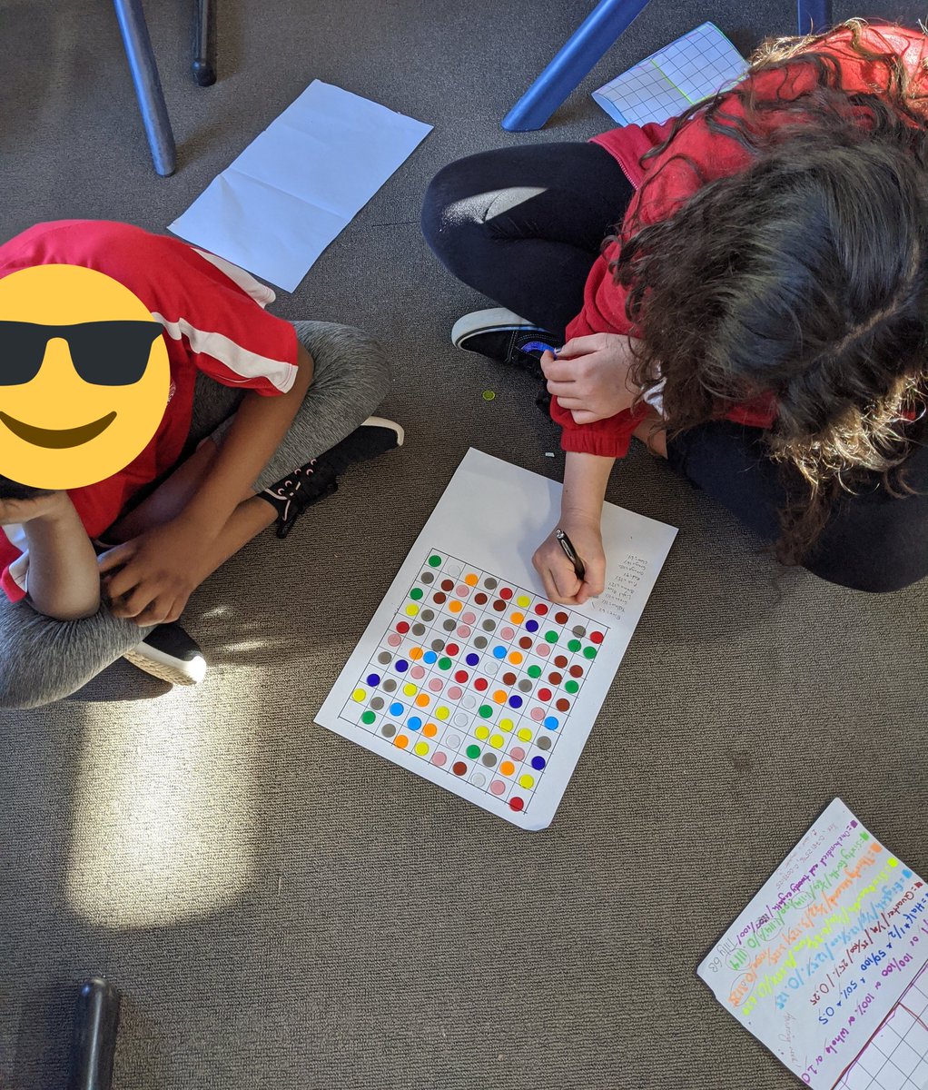 BurkeyPYP's tweet photo. #ibpyp #inquirymaths #fractions
Day 2. Building towards understanding F/D/P of a collection. By placing the counters on the grid they could see F/D/P in a different way. https://t.co/CoIRsRr5KX