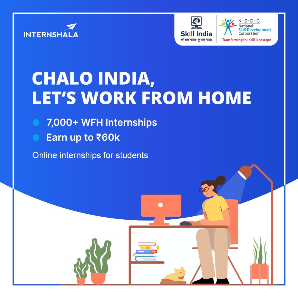 NSDCIndia's tweet photo. NSDC has joined hands with @Internshala to provide ‘work from home’ internship opportunities to school students enrolled in ‘Vocationalization of School Education’ initiative under ‘Samagra Shiksha’. To know more, visit https://t.co/KikgYtudLV
#Skills4All https://t.co/9qnCUN2VB2