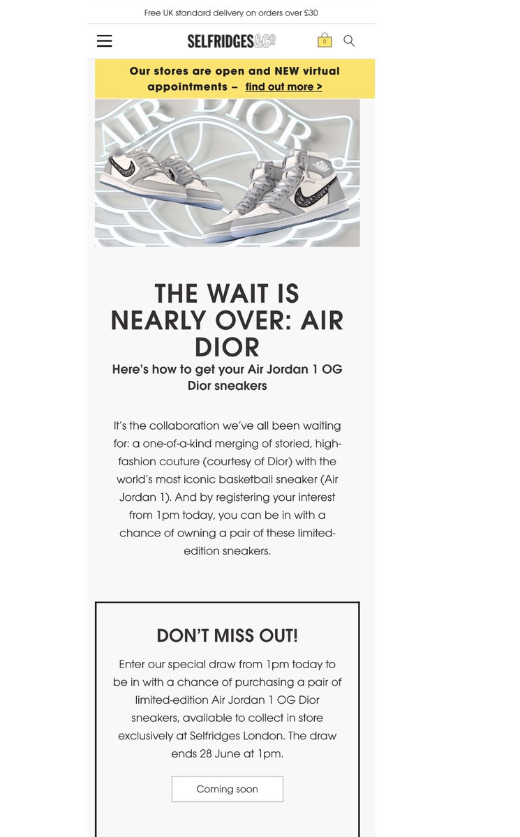 dior jordan 1 raffle sign up