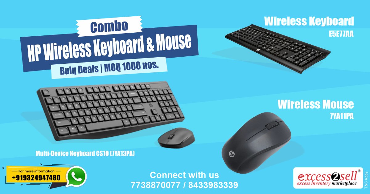 excess2sell's tweet photo. Looking for B2B Deal on Wholesale Keyboard &amp; Mouse?
Check Here https://t.co/mL8dfJSjSR
Call Now or WhatsApp +91 93249 47480 / +91 7738870077 / +91 8433983339
#WholesaleKeyboardMouse #KeyboardMouseInBulk #SurplusKeyboardMouse #WirelessKeyboardMouse https://t.co/0XA8mxUlZx