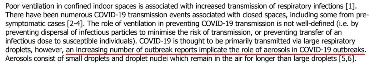 The European Centre for Disease Prevention & Control (ECDC) now acknowledges that "an increasing number of outbreak reports implicate the role of aerosols in COVID-19 outbreaks". 1/ https://www.ecdc.europa.eu/en/publications-data/heating-ventilation-air-conditioning-systems-covid-19