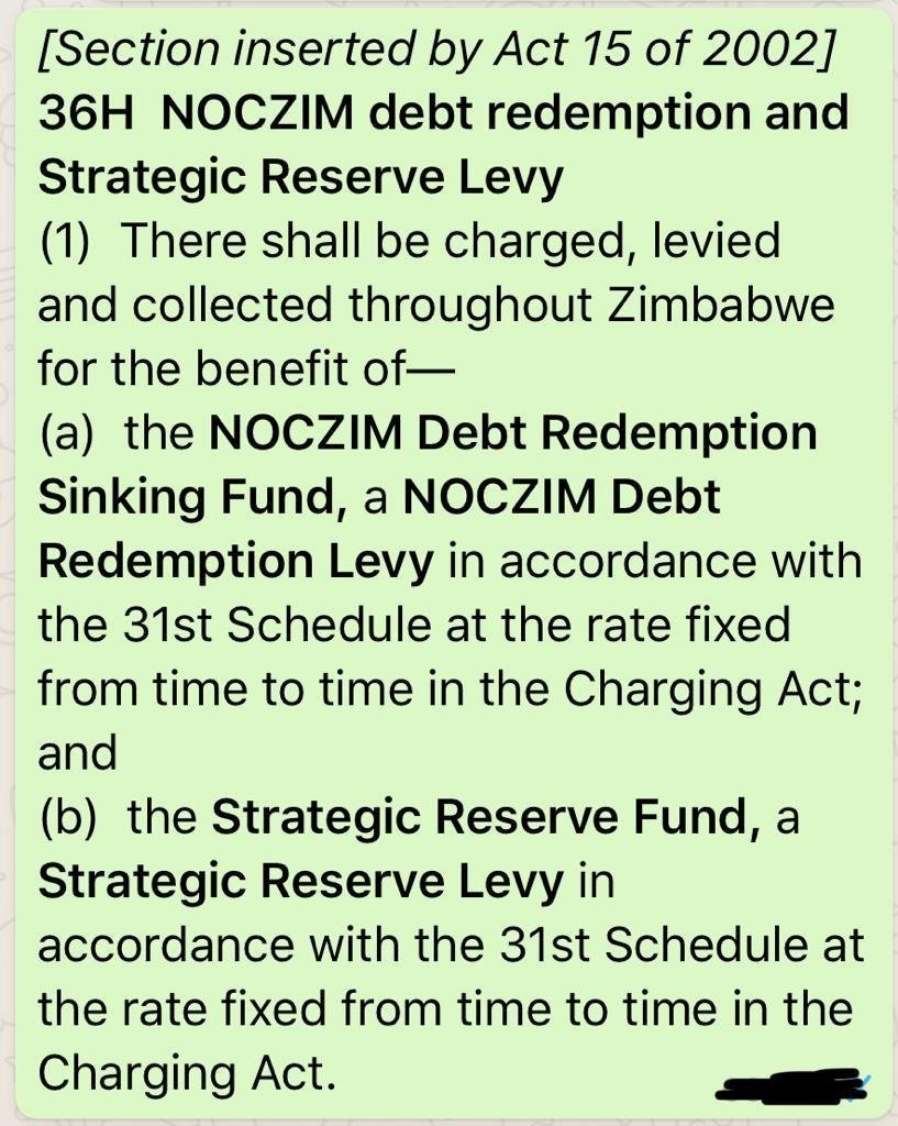 2/ The 1999  #NOCZIM corruption scandal led the Gvt to pass on its debts to the people of Zimbabwe by way of a  #NOCZIMDebtRedemptionLevy introduced in 2003.  @zeraenergy  @ZimTreasury  @ZimFact  @newswireZW  @zimlive  @kukurigoZW  @HeraldZimbabwe  @SundayMailZim