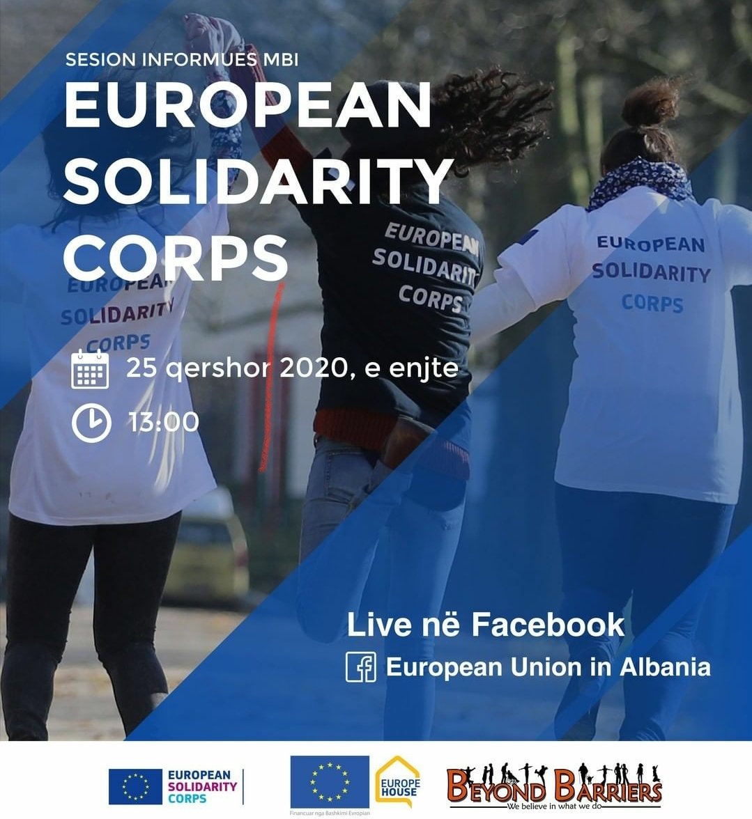 EUinAlbania's tweet image. Do you want to be part of #EuropeanSolidarityCorps? Today at 13:00, together with Beyond the Barriers, we invite you to a live info session on our #FB page to better know the🇪🇺initiative that offers the chance for young people to volunteer or work abroad👉bit.ly/3duY0cO