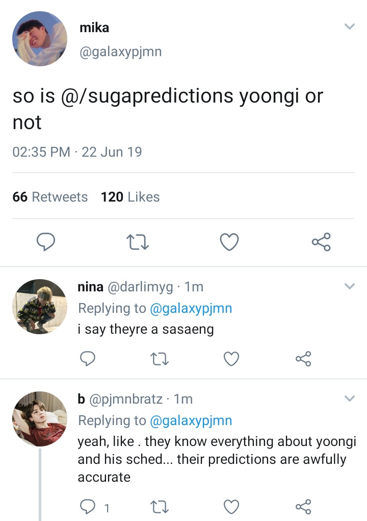 11 — just cause their predictions are accurate doesn't mean they know yoongi's sched  (or dont they)