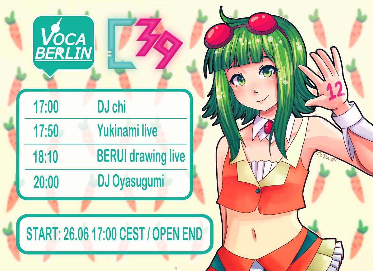 VocalNexusGER's tweet photo. Am morgigen Freitag hat die gute #GUMI Geburtstag und das wollen #VOCABERLIN und #Cheers39 einmal richtig feiern mit Musik, live drawing und performance.
Wann: Fr, 26.06. / 17:00
Wo: https://t.co/Qsdj0KtxdO
#Vocaloid #megpoid
https://t.co/6zEknJQzg6 https://t.co/Fv0zLXHhsF