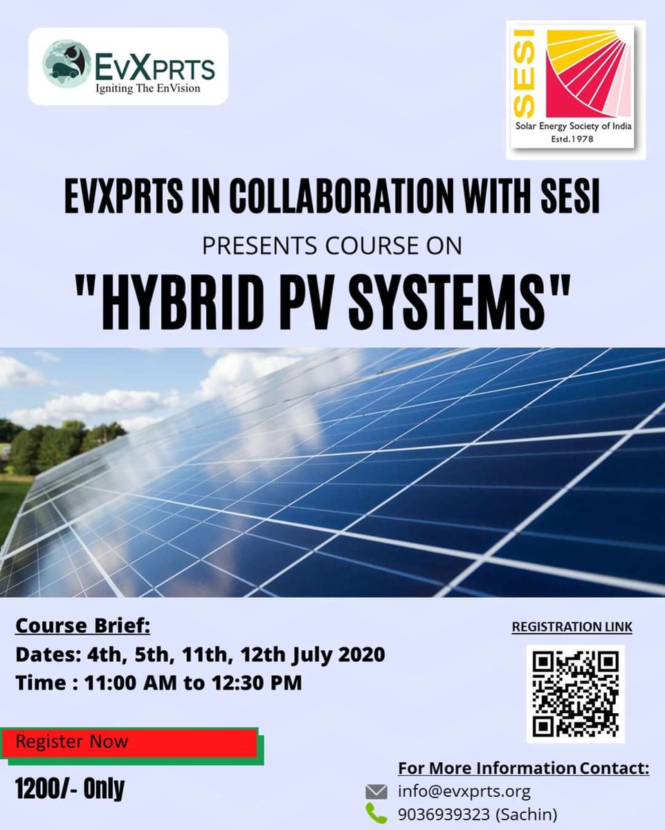 evxprts1's tweet photo. EvXprts in collaboration with @SolarEnergyInd is launching first course on Hybrid PV systems 

Register now in link below to learn from various #industry #experts

https://t.co/CUxFe8pnAN https://t.co/v0rAkAbt4a