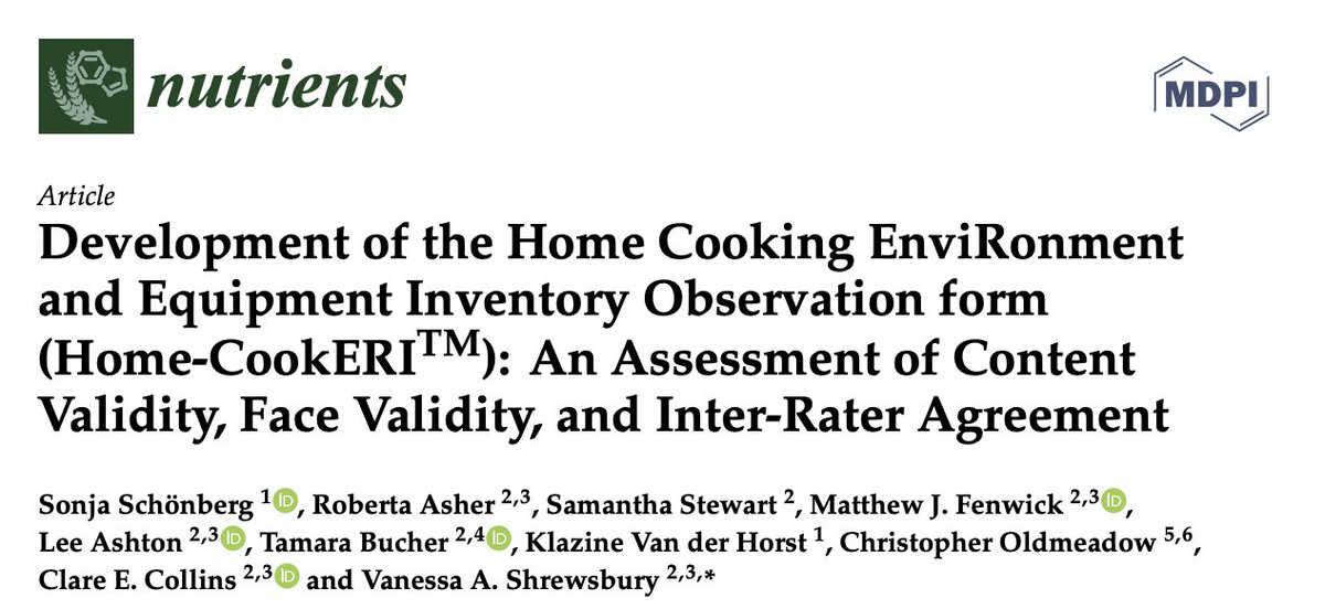 TamBucher's tweet photo. 'Home-CookERI™', a comprehensive tool for quantifying Australian household cooking environments is now published in @Nutrients_MDPI BIG congratulations to @SonjaSchoenberg on her first paper! 🎉
#CookingSkills #CookingEducation 👨🍳🥦👇
https://t.co/dpbnDNHe1p https://t.co/FqOUXmWv2S
