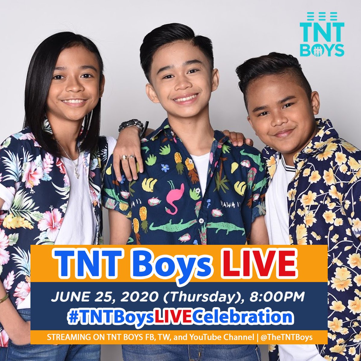 TheTNTBoys's tweet photo. Hey guys! Today is Thursday and that means, we are going LIVE tonight! See you guys later for our newest episode! #TNTBoysLIVECelebration 🎉🎉🎉 https://t.co/Z14fH4yJxY