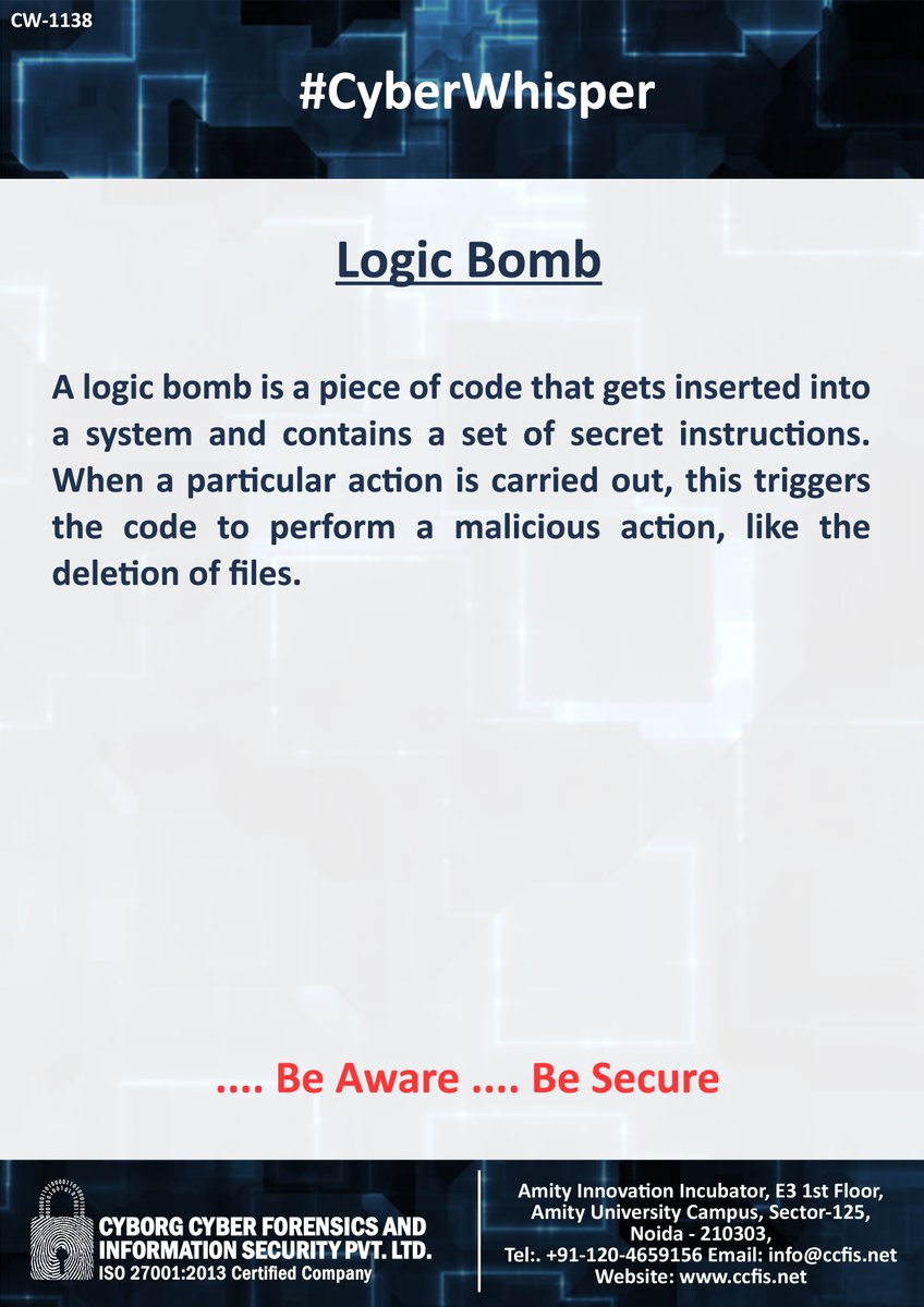 jssodhi's tweet image. #CyberWhisper #CyberSecurity #LogicBomb