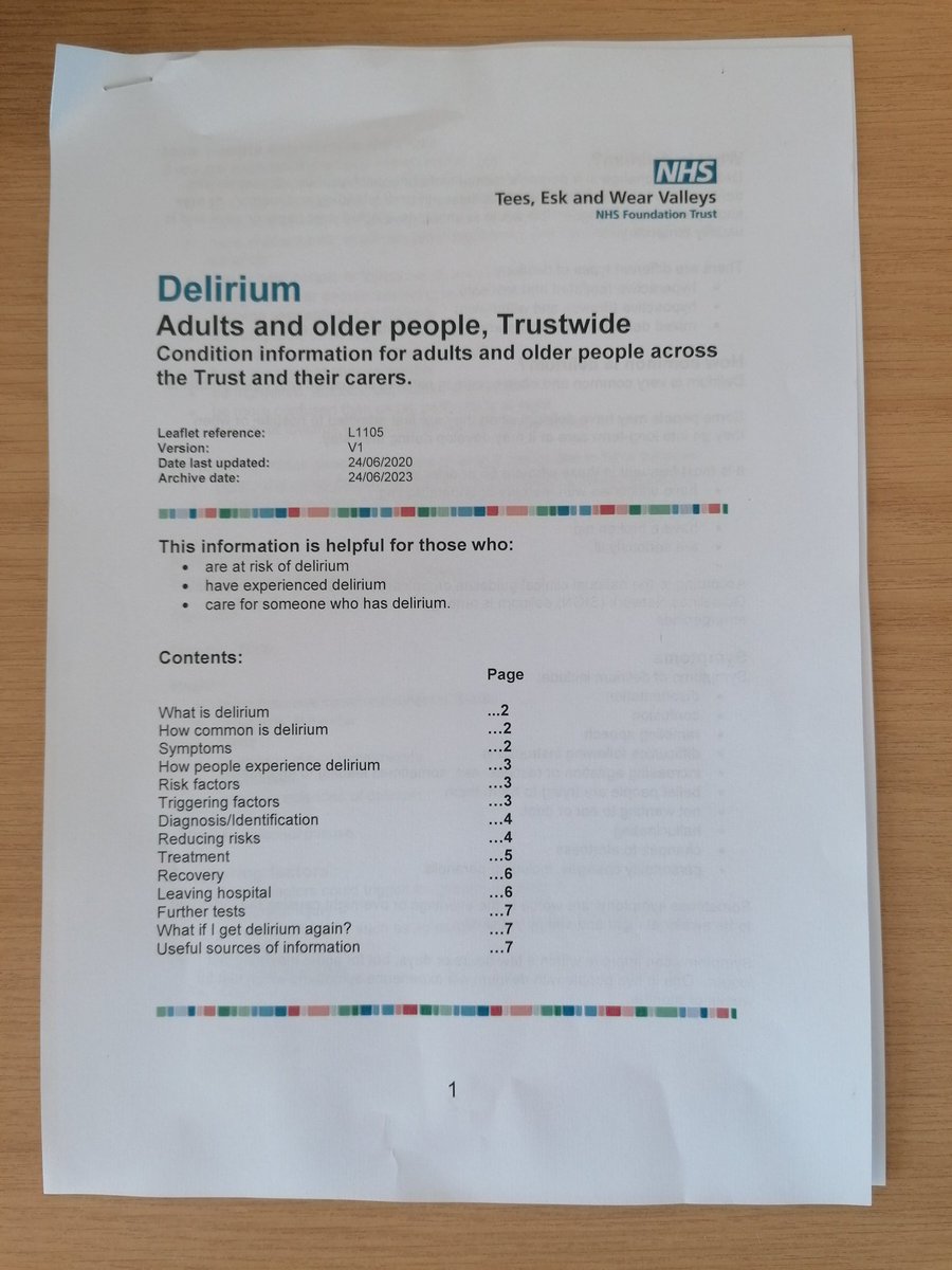 Jade Johnson (@ot_jade) on Twitter photo New <a href="/TEWV/">Tees, Esk & Wear Valleys NHS Foundation Trust</a> #delirium leaflet out now!!! Well done Liaison psychiatry. @psychinformatic 👌👌 New <a href="/TEWV/">Tees, Esk & Wear Valleys NHS Foundation Trust</a> #delirium leaflet out now!!! Well done Liaison psychiatry. @psychinformatic 👌👌