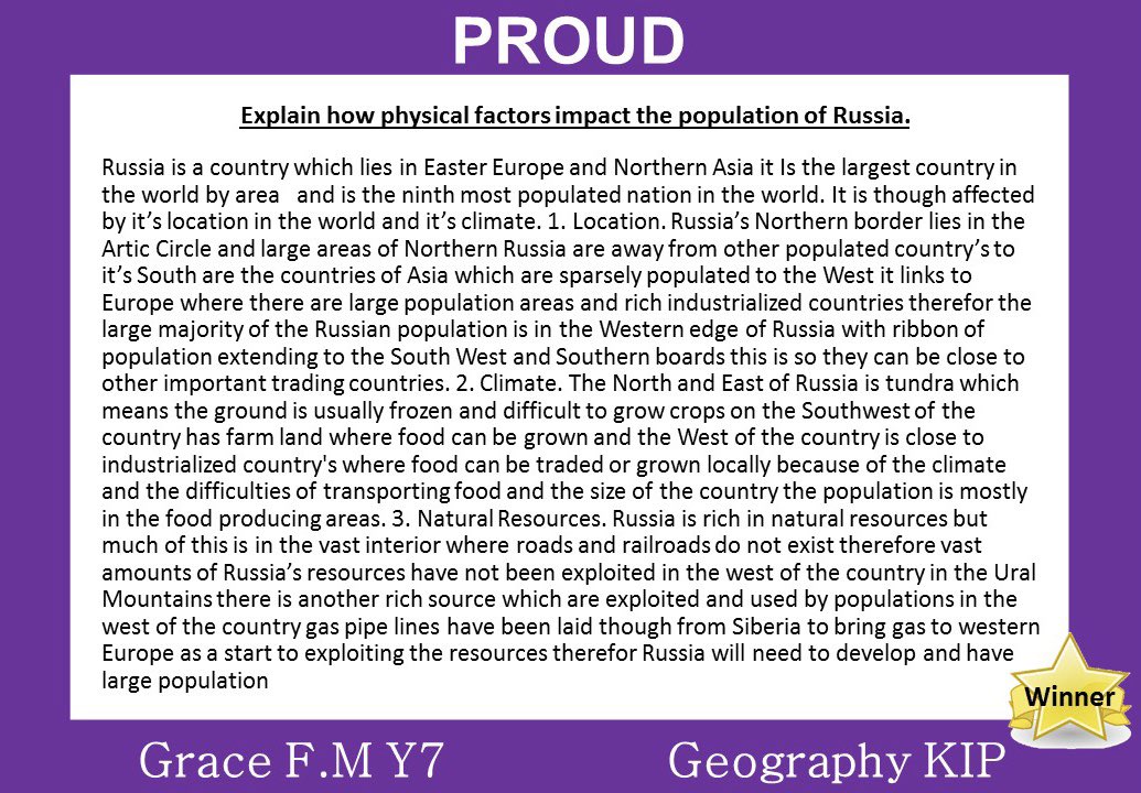 GrangefieldTLC's tweet photo. Grace.F.M in Y7 is our next winner. Miss Watson was struggling to find how you could improve it! Amazing work Grace! 👏🏻💜 @Grangefield #PROUD #teamgrange https://t.co/Bop6zBeJa4