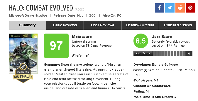 halo combat evolved metacritic