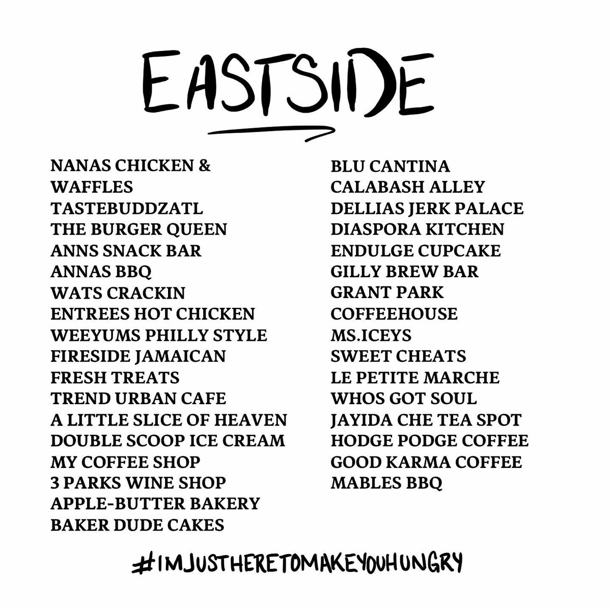 GAFollowers's tweet photo. Here's a list of all the black owned restaurants in Atlanta sorted by the side of town they're on. 🔥😋 https://t.co/YlPkLnodTi