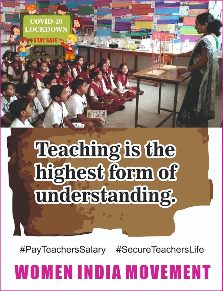 IndiaWim's tweet photo. Teaching is the highest form of understanding

#PayTeachersSalary
#SecureTeachersLife
#WomenIndiaMovement https://t.co/WLPIOdDLu8