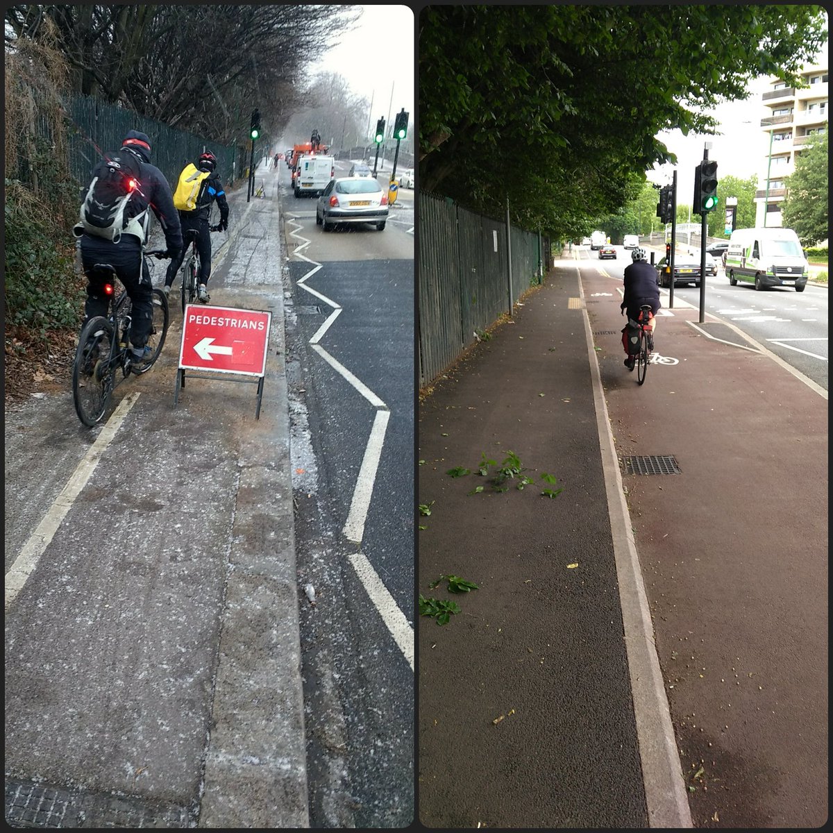 Then and Now IV - Narrow, split footway, overgrown & perpetually wet,  transformed, Picture looking towards border with Hackney. #PassingtheBatton #wfminiholland