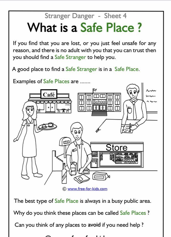 ValleyPSKdy's tweet photo. 🚨Child Safety Week 🚨
Today we’re looking at staying safe when out and about.
👇Have a look at the sheets below all about strangers and safe places.
👄 Have a discussion with your child about safe places they can play.
#stayingsafeoutside #strangerdanger #safeplaces https://t.co/dIfUrSxHDK