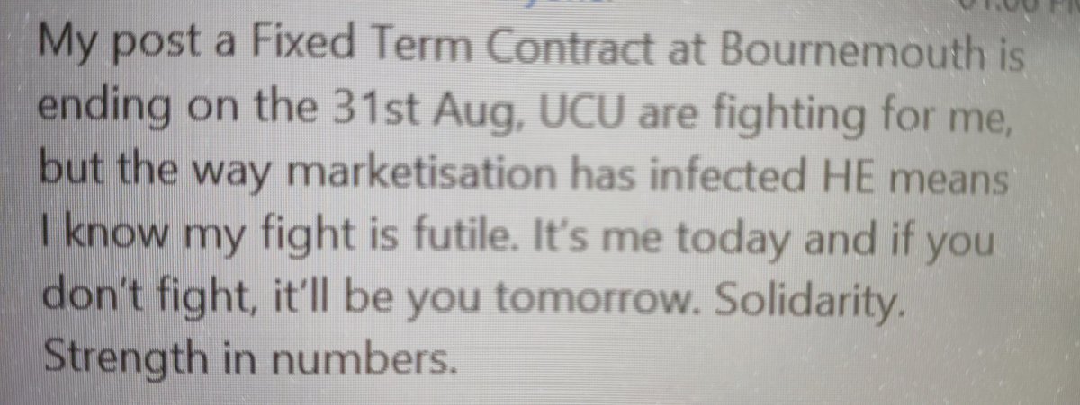 #UCUSolidarity online rally precarity story: 'It's me today and if you don't fight, it'll be you tomorrow'. If we don't secure the casualised, they will casualise the secure.