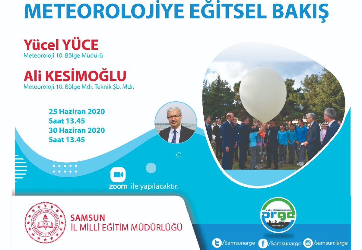 samsunmem's tweet photo. İl Milli Eğitim Müdürümüz Coşkun Esen, Atmosfere dokunuyoruz projesi kapsamında pandemi sürecinde devam eden öğretmen eğitimlerinden "Meteorolojiye Eğitsel Bakış" konulu e-konferansta öğretmenlerimizle bir araya geldi. @meteoroloji_twi @CoskunESEN57 https://t.co/PthSvrUPbP