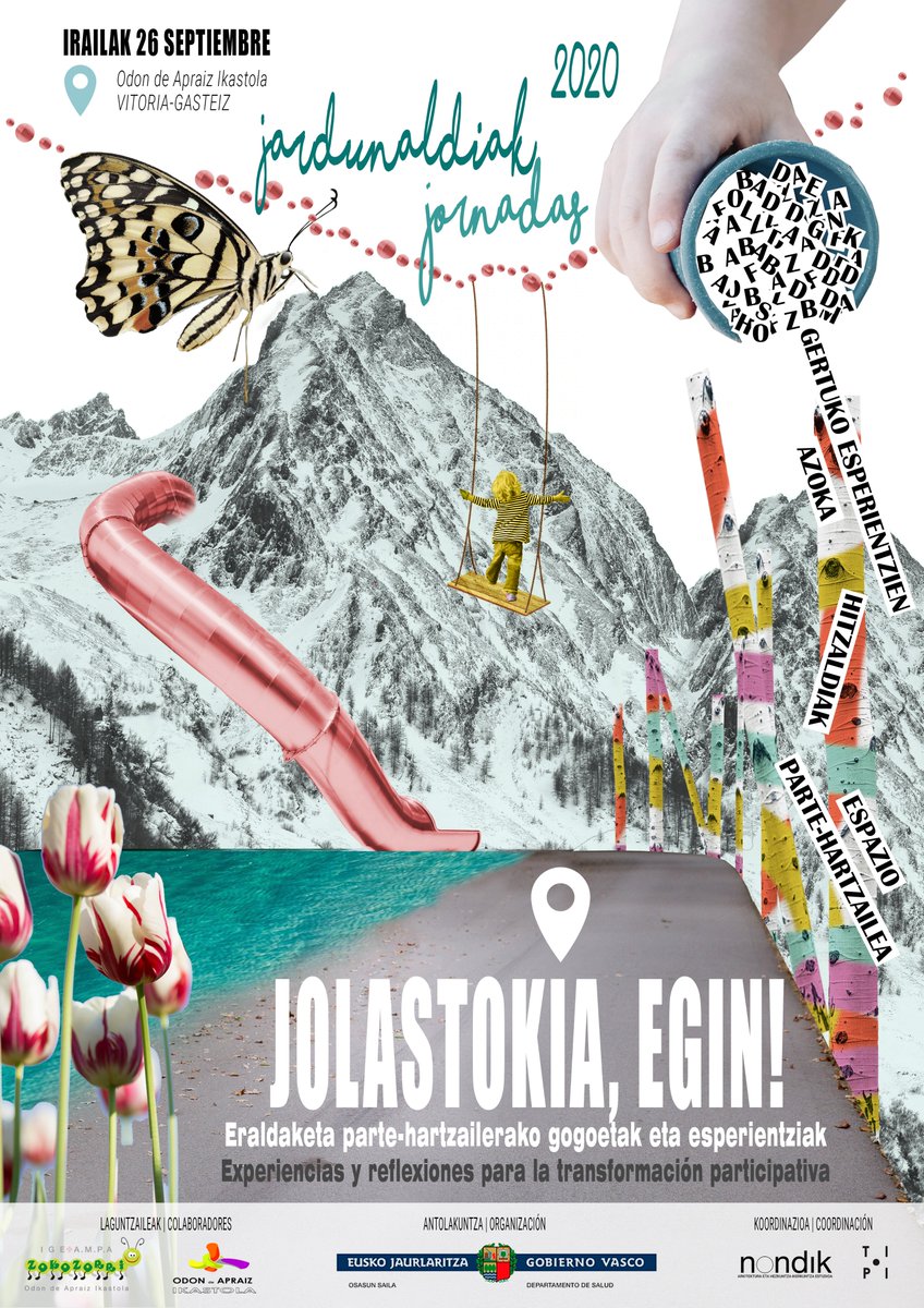 Irailaren 26an "Jolastokia,egin!" ekitaldia ospatuko da Gasteizen. Aurretik, jolastokia hizpide, ARABAKO eskola ezberdinetan abiatutako prozesuetan sortu diren arazoak, gogoetak eta ikasketak identifikatu nahi dira. Parte-hartu nahi? Hementxe galdetegia: labur.eus/0M7SQ