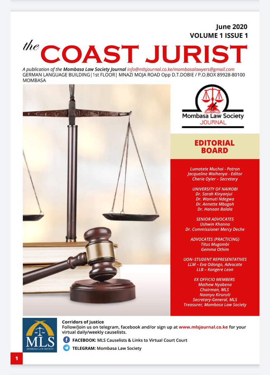 LSK Branch Chairs Caucus (@caucuslsk) on Twitter photo Grab yourself Volume 1 Issue 1 of the Coast Jurist June 2020 Edition by the Mombasa Law Society and sign up at mlsjournal.co.ke Grab yourself Volume 1 Issue 1 of the Coast Jurist June 2020 Edition by the Mombasa Law Society and sign up at mlsjournal.co.ke