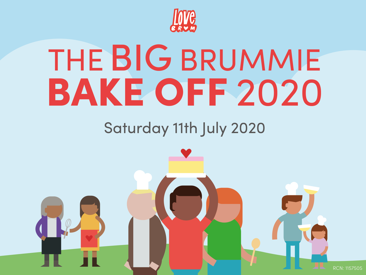 LoveBrumUK's tweet photo. Brum! Are you ready? On your marks, get set, BAKE! 

We're launching our first ever #BigBrummieBakeOff! 

The rules are simple, share your Brummie themed bake on Saturday 11 July and donate £10 supporting #OneBrum 

Get involved and spread the word ❤🍰

https://t.co/RyHFxSUI8r https://t.co/YmY3vtA98T
