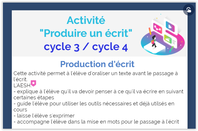 EcoleInclusiv92's tweet photo. PLANIFIER ET PRODUIRE UN ECRIT #CYCLE 3 #CYCLE 4 #PRODUIRE UN ECRIT https://t.co/JDzgPZeHWa 
# @MAussibel 
# DSDEN92 https://t.co/wO44Ah4UGZ