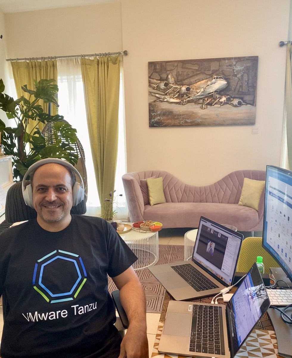 ezzeldinhussein's tweet photo. VMware Tanzu bootcamp with Β @vmSalem π
#runtanzu #vmwaretanzu #tanzu #vmware #vmware_me #Delltechnologies #staysafe #stayhome #stayhealthy #staystrong #staypositive #alonetogether https://t.co/Nrtc9g1C0G