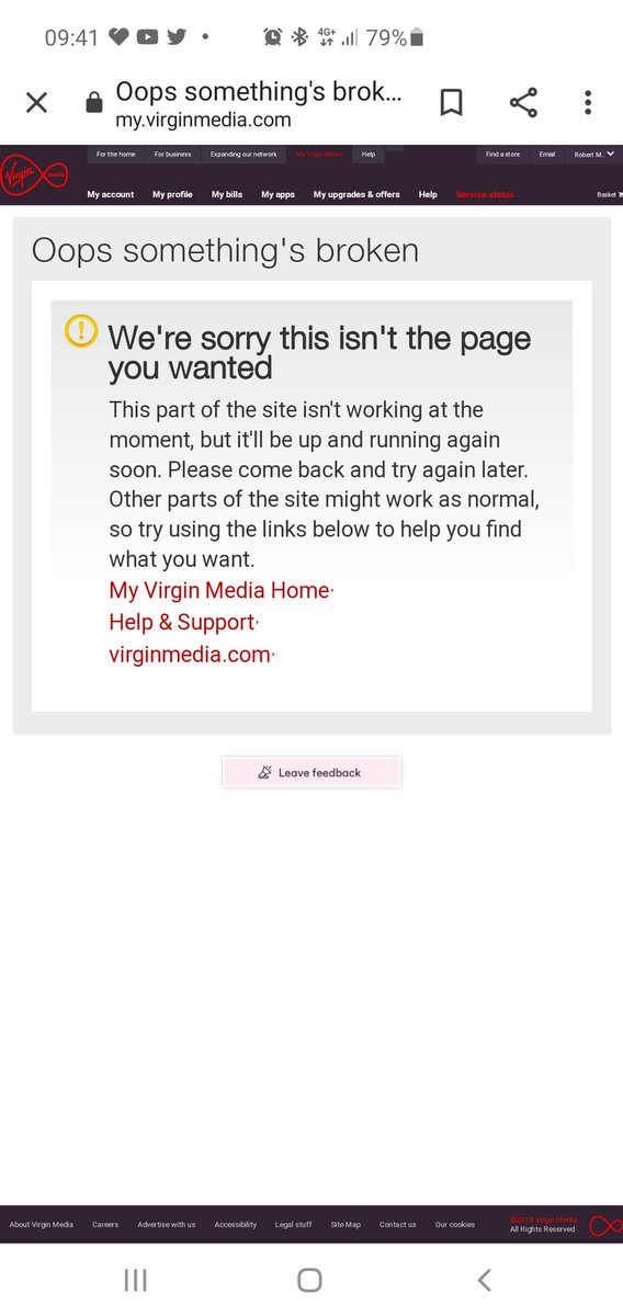 thirstforwine's tweet photo. Really not a good look @virginmedia when your service is down, only to discover that 'service status' is down too https://t.co/yTPUi4OAsU