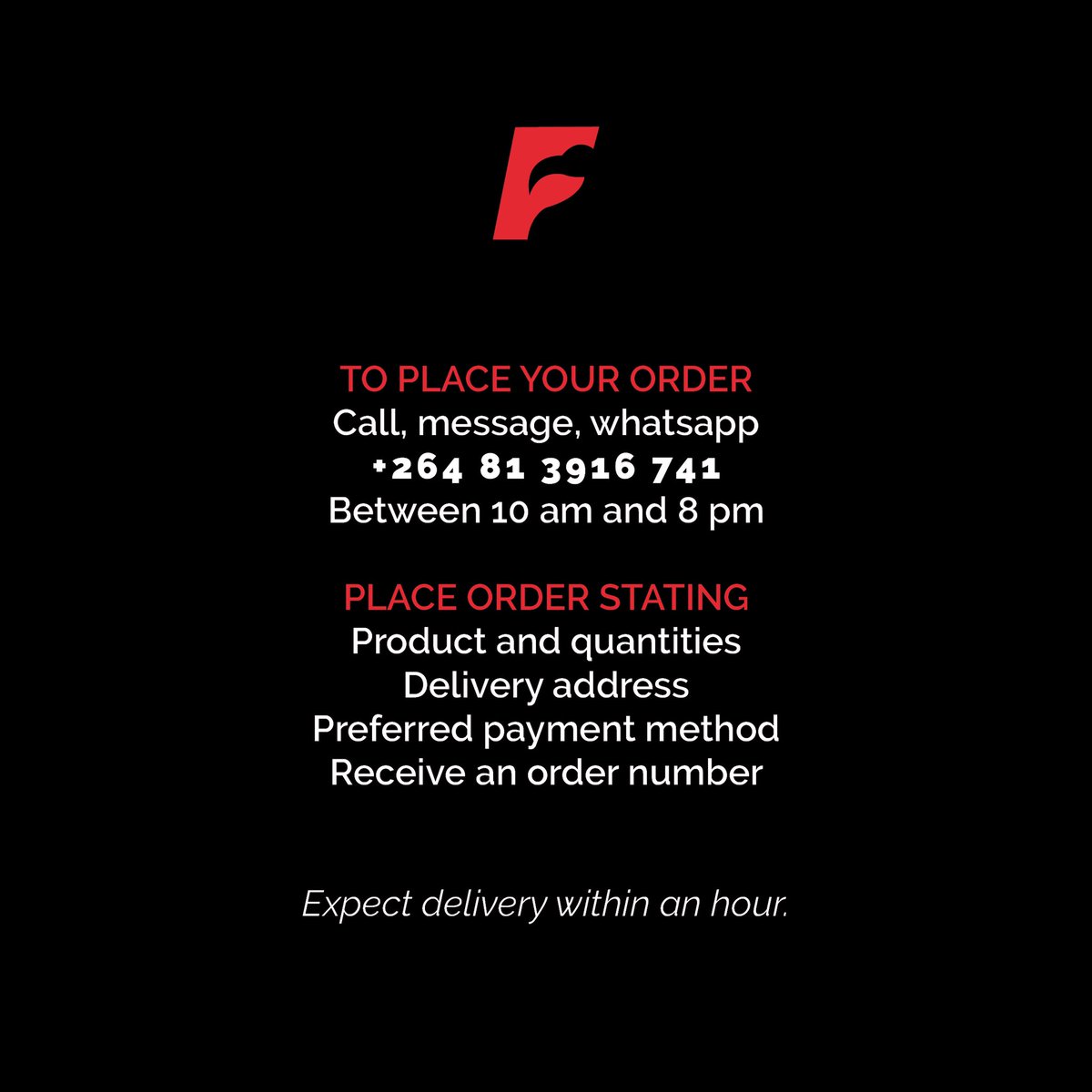 FlamingoNamibia's tweet photo. Hereβs how to place your order with us.
Our call center is open from 10 am to 8 pm every day. π€
Get your order in now. ππ½ππ½
#flamingonamibia #wheretoeatnamibia https://t.co/cruhLWfZHE