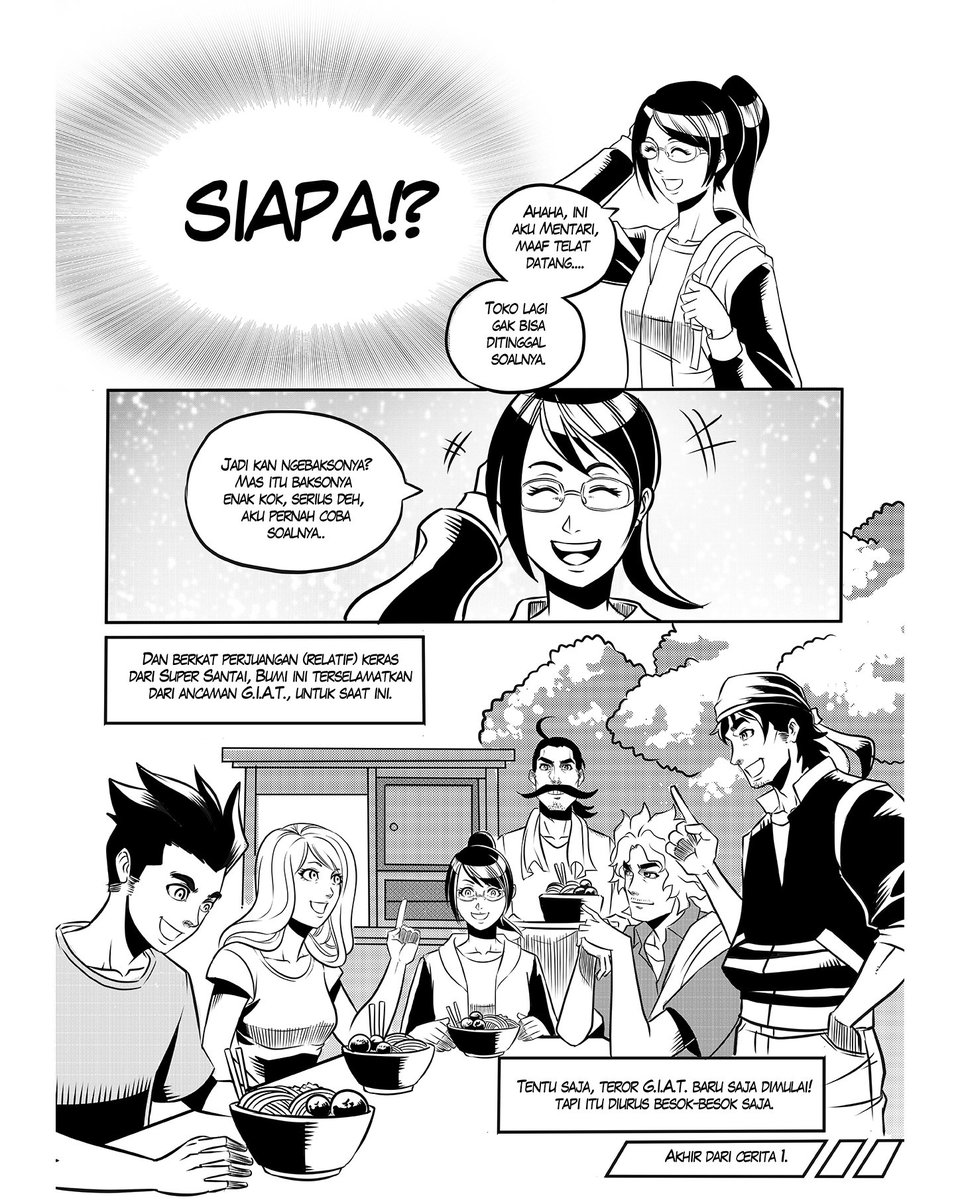 Paling enak itu makan mie ayam, apalagi abis lawan organisasi jahat yang mau menguasai dunia. 

Coba sebutin tempat makan mie ayam favorit kamu di mana aja?

#SuperSantai #LINEwebtoon