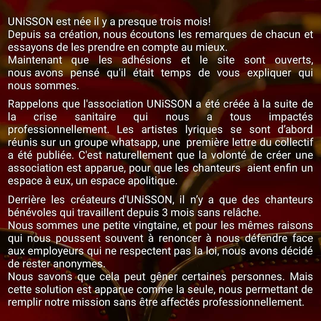 UNiSSON_asso's tweet photo. Qui somme-nous?

#association #opera #artistes #chanteurs #défense #unisson #soutient #classique #musiqueclassique #theatre https://t.co/uAjnbEcp8R