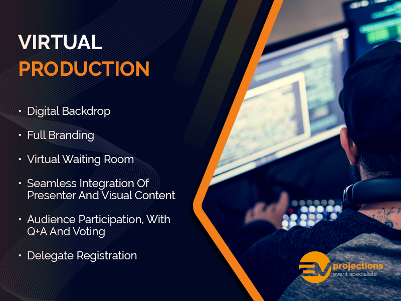 Explore a range of virtual production services to enhance your live stream. We supply all technical components to support any virtual event with an experienced team guiding you every step of the way. #avp #avprojections #eventprofs #eventprofsuk #virtual #virtualproduction #event