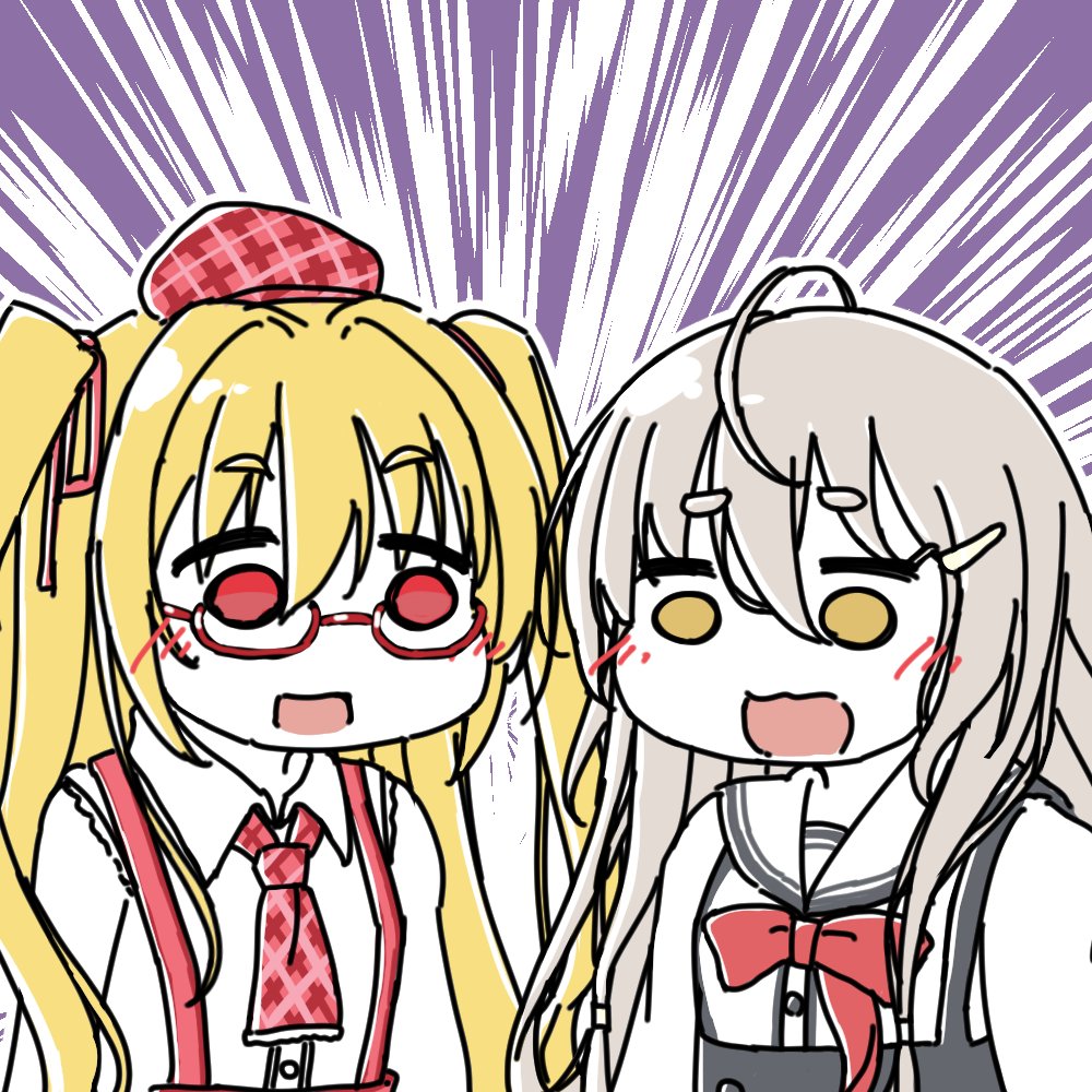 紅い瞳に映るセカイ の二階堂 真紅 さくら もゆ のクロ ツーショットでの 駄カッパ Skeb受付中のイラスト